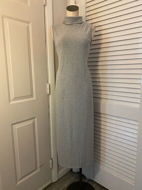 Express Sleeveless Light Gray Maxi Dress with Turtleneck- Size Large